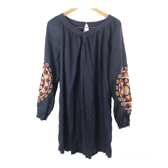 Crown & Ivy Embellished Balloon Sleeve Dress Navy Size M - Picture 2 of 9